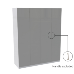 House Beautiful Honest Quad Wardrobe, White Carcass - Gloss Grey Slab Doors (W) 1800mm X (H) 2196mm -Furniture Haven Shop 13999857 6035005577644911