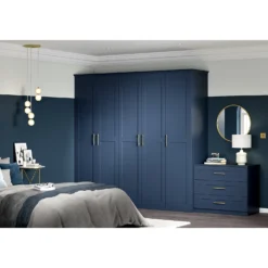 House Beautiful Realm Fitted Look Single Wardrobe, White Carcass - Navy Blue Shaker Door (W) 551mm X (H) 2256mm 11 House Beautiful Realm Fitted Look Single Wardrobe, White Carcass - Navy Blue Shaker Door (W) 551mm X (H) 2256mm -Furniture Haven Shop 13999869 1535005577280165