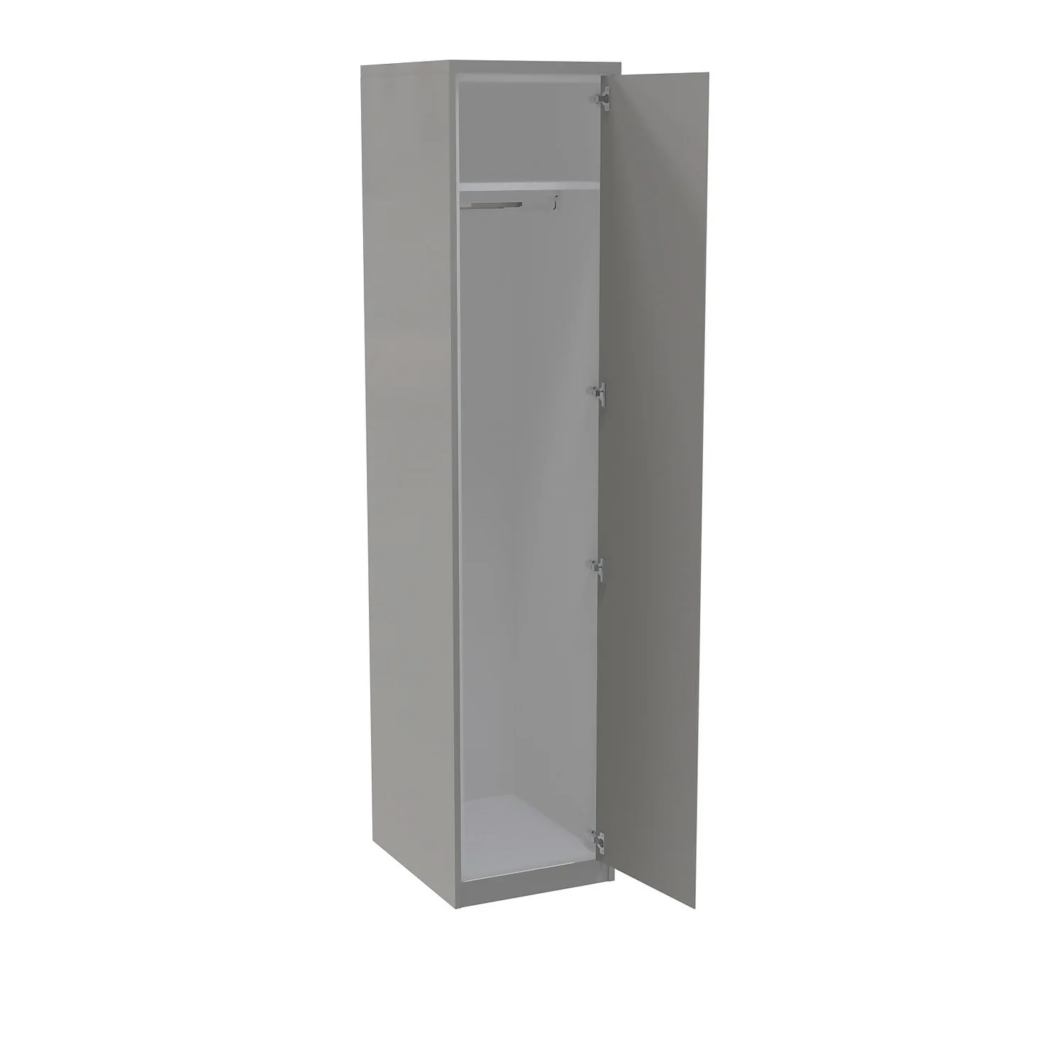 House Beautiful Escape Fitted Look Single Wardrobe, White Carcass - Gloss Grey Handleless Door (W) 490mm X (H) 2226mm 4 House Beautiful Escape Fitted Look Single Wardrobe, White Carcass - Gloss Grey Handleless Door (W) 490mm X (H) 2226mm - Image 2