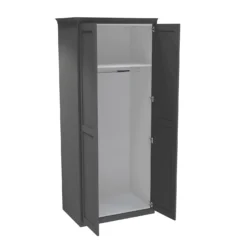 House Beautiful Realm Fitted Look Double Wardrobe, White Carcass - Carbon Grey Shaker Doors (W) 1001mm X (H) 2256mm -Furniture Haven Shop 13999876 5625011811715501
