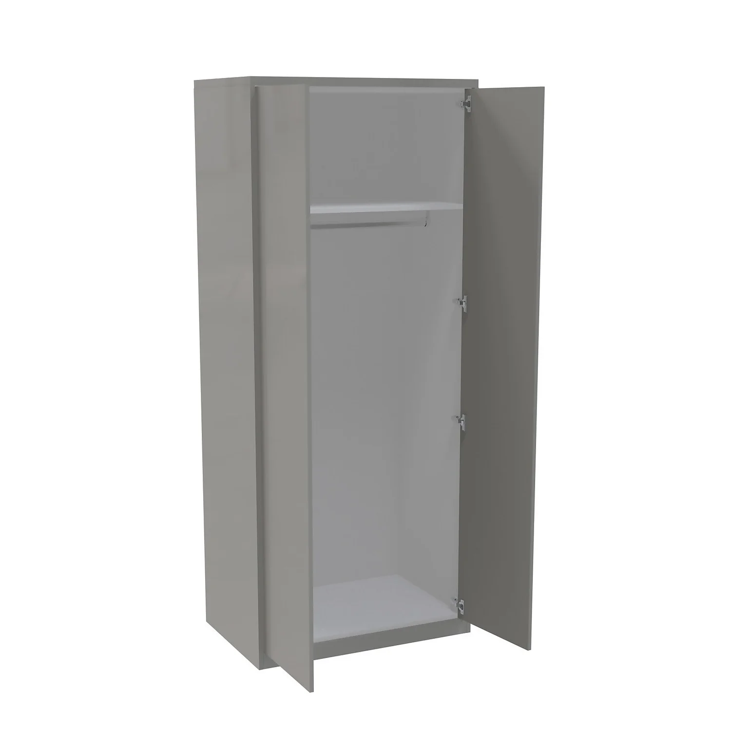 House Beautiful Honest Fitted Look Double Wardrobe, White Carcass - Gloss Grey Slab Doors (W) 940mm X (H) 2226mm 4 House Beautiful Honest Fitted Look Double Wardrobe, White Carcass - Gloss Grey Slab Doors (W) 940mm X (H) 2226mm - Image 2