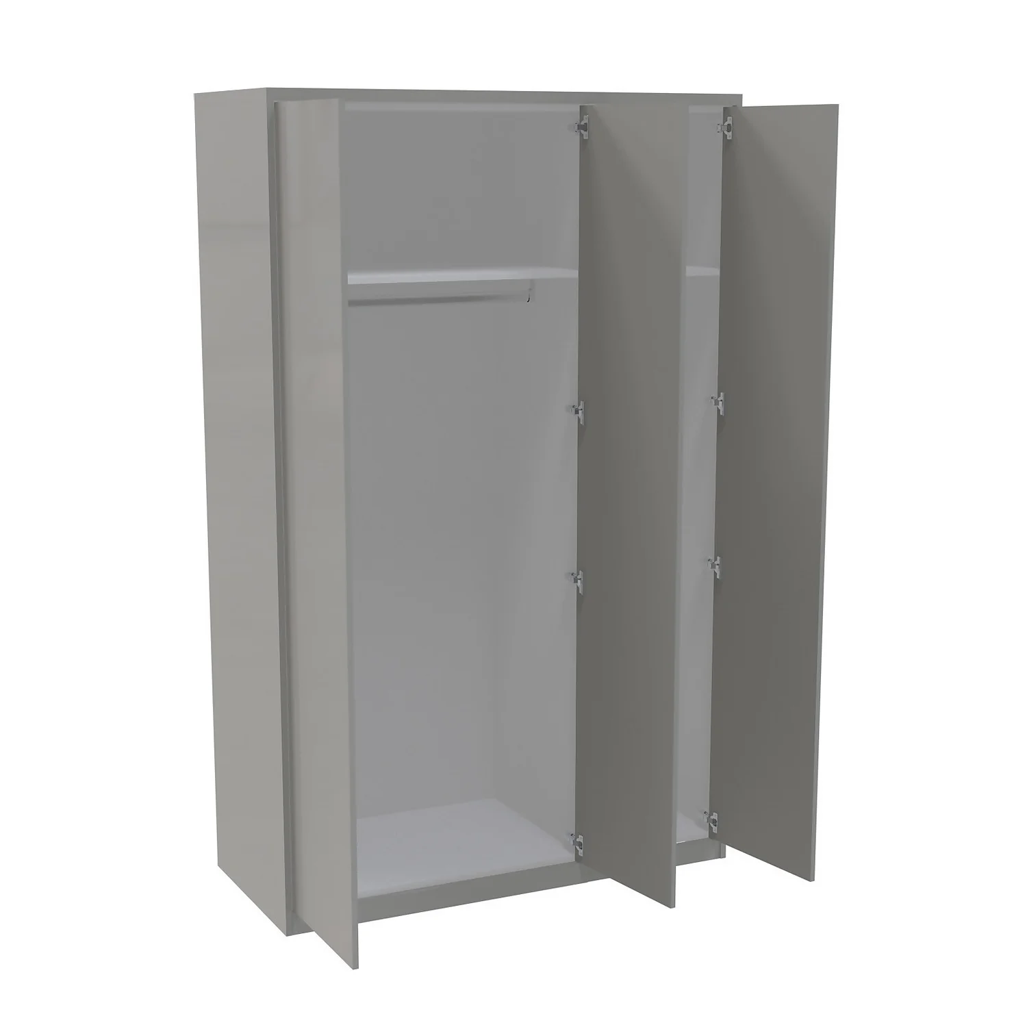House Beautiful Honest Fitted Look Triple Wardrobe, White Carcass - Gloss Grey Slab Doors (W) 1390mm X (H) 2226mm 4 House Beautiful Honest Fitted Look Triple Wardrobe, White Carcass - Gloss Grey Slab Doors (W) 1390mm X (H) 2226mm - Image 2