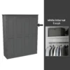 House Beautiful Realm Fitted Look Quad Wardrobe, White Carcass - Carbon Grey Shaker Doors (W) 1901mm X (H) 2256mm