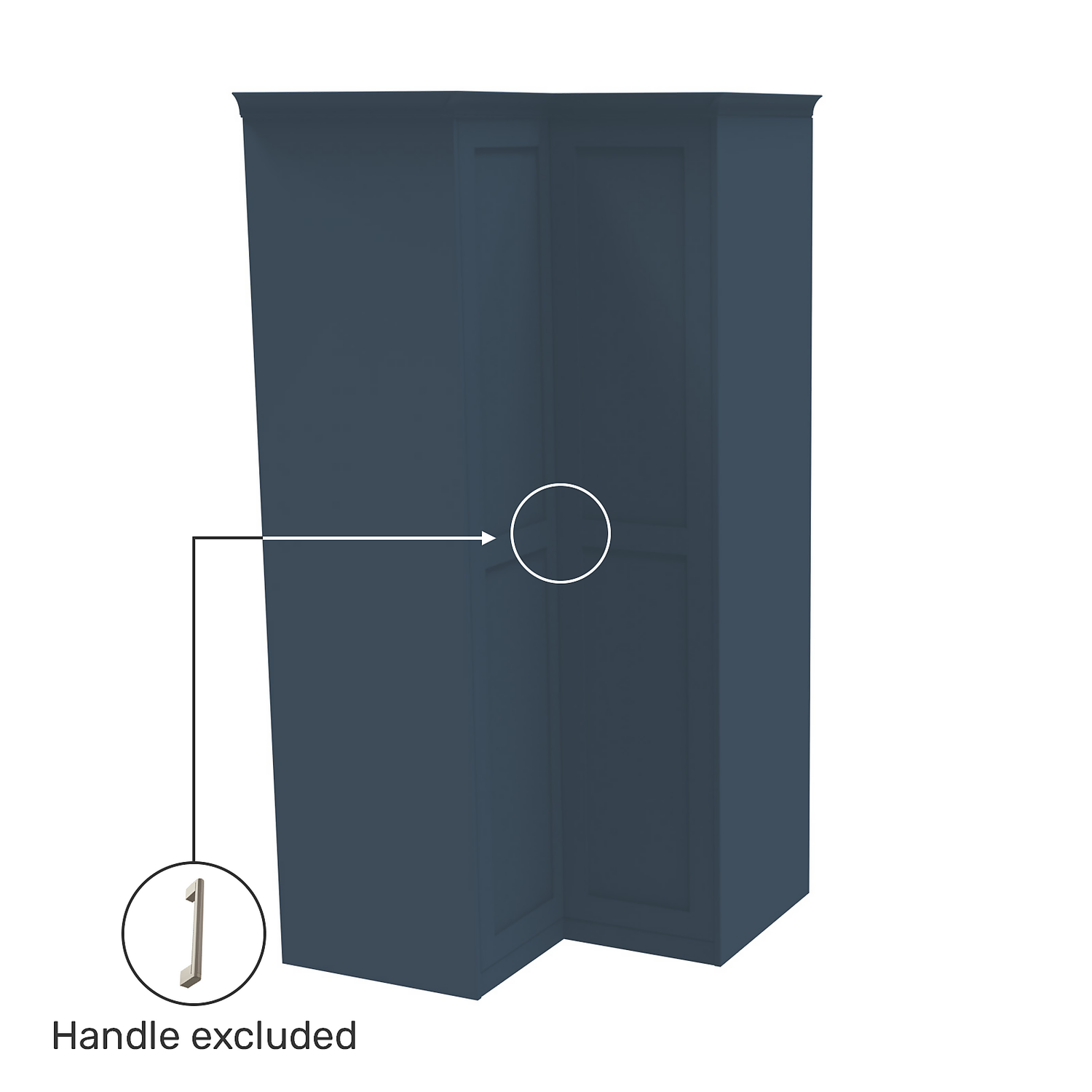 House Beautiful Realm Fitted Look Corner Wardrobe, White Carcass - Navy Blue Shaker Doors (W) 1103mm X (H) 2256mm 5 House Beautiful Realm Fitted Look Corner Wardrobe, White Carcass - Navy Blue Shaker Doors (W) 1103mm X (H) 2256mm - Image 3