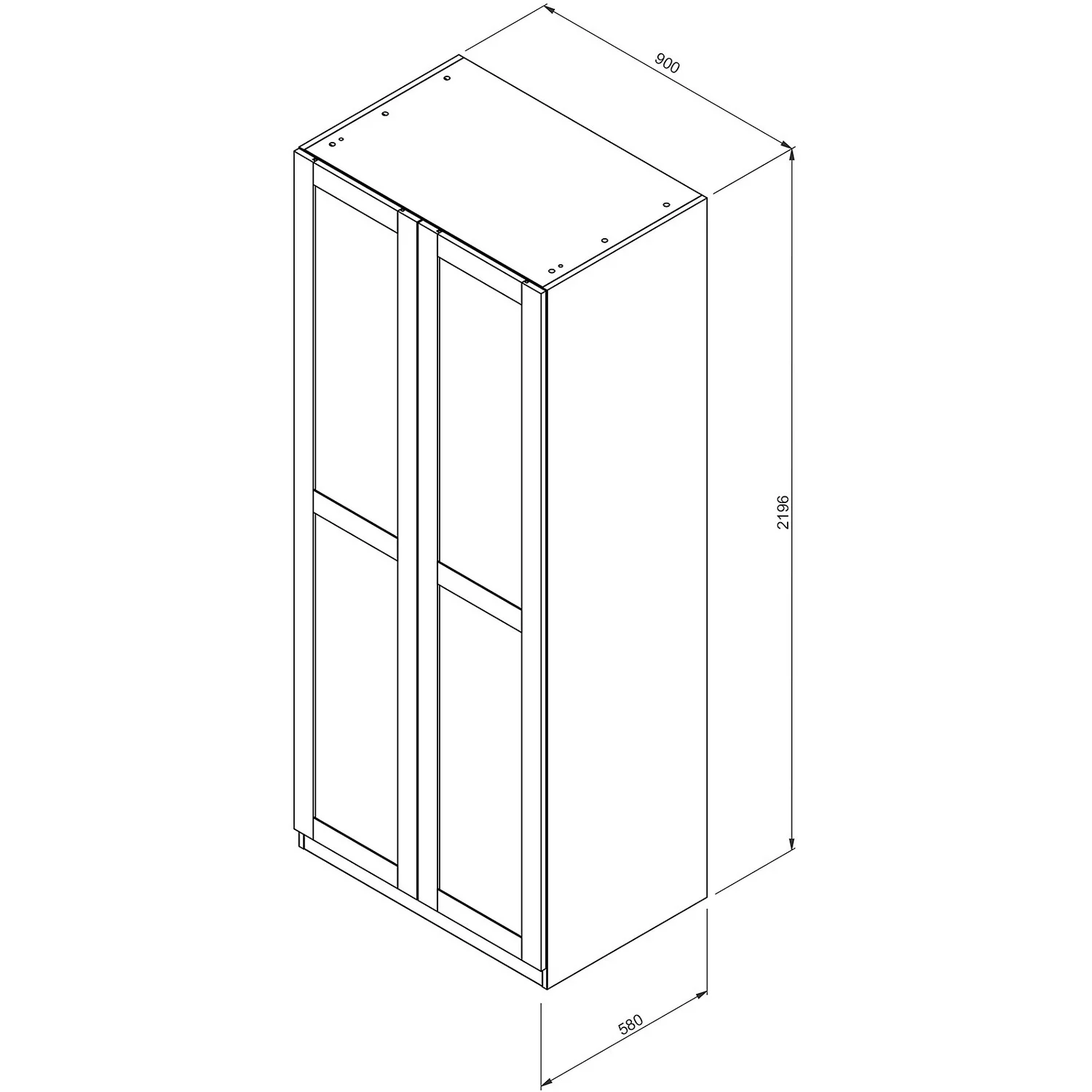 House Beautiful Realm Double Wardrobe, Grey Carcass - Navy Blue Shaker Doors (W) 900mm X (H) 2196mm 7 House Beautiful Realm Double Wardrobe, Grey Carcass - Navy Blue Shaker Doors (W) 900mm X (H) 2196mm - Image 5