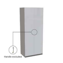 House Beautiful Honest Double Wardrobe, Grey Carcass - Gloss White Slab Doors (W) 900mm X (H) 2196mm -Furniture Haven Shop 13999923 1565005576001301
