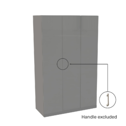 House Beautiful Honest Triple Wardrobe, Grey Carcass - Gloss Grey Slab Doors (W) 1350mm X (H) 2196mm -Furniture Haven Shop 13999933 3115005576455570