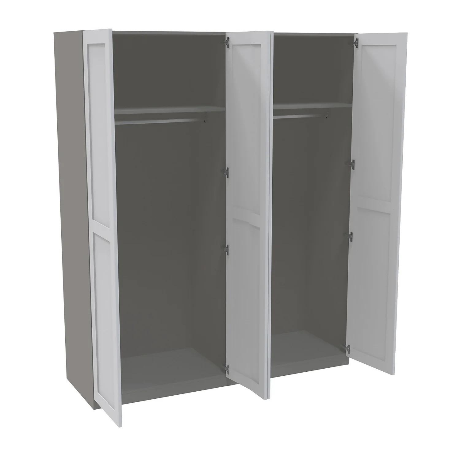 House Beautiful Realm Quad Wardrobe, Grey Carcass - White Shaker Doors (W) 1800mm X (H) 2196mm 4 House Beautiful Realm Quad Wardrobe, Grey Carcass - White Shaker Doors (W) 1800mm X (H) 2196mm - Image 2