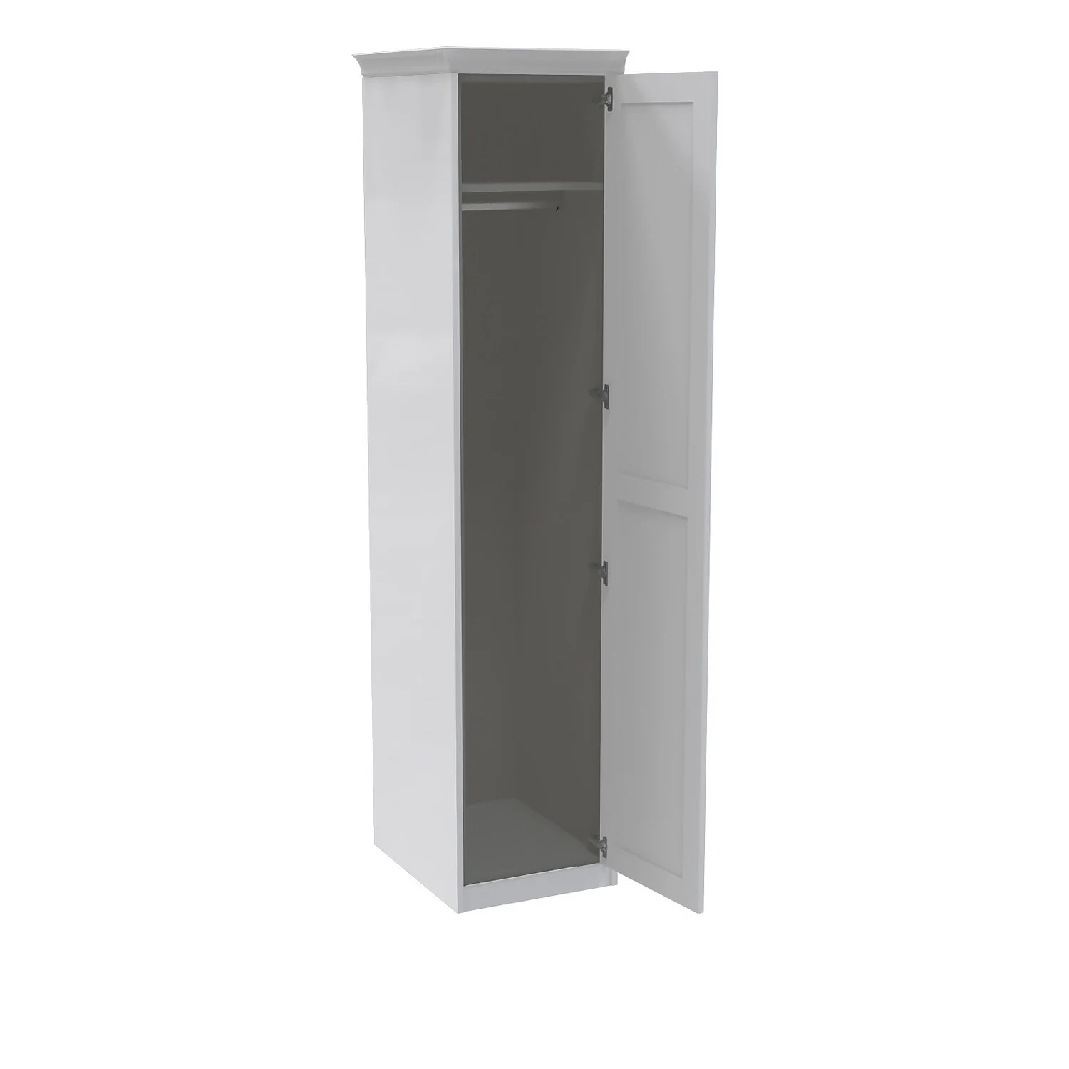 House Beautiful Realm Fitted Look Single Wardrobe, Grey Carcass - White Shaker Door (W) 551mm X (H) 2256mm 4 House Beautiful Realm Fitted Look Single Wardrobe, Grey Carcass - White Shaker Door (W) 551mm X (H) 2256mm - Image 2