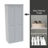 House Beautiful Realm Fitted Look Double Wardrobe, Grey Carcass - White Shaker Doors (W) 1001mm X (H) 2256mm