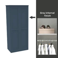 House Beautiful Realm Fitted Look Double Wardrobe, Grey Carcass - Navy Blue Shaker Doors (W) 1001mm X (H) 2256mm