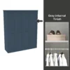 House Beautiful Realm Fitted Look Quad Wardrobe, Grey Carcass - Navy Blue Shaker Doors (W) 1901mm X (H) 2256mm -Furniture Haven Shop 13999977 1005052688020450