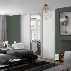 Shaker 3 Door Sliding Wardrobe Kit Dove Grey Panel / Mirror With Dove Grey Frame (W)2592 X (H)2260mm -Furniture Haven Shop 14817119 1065059996600719