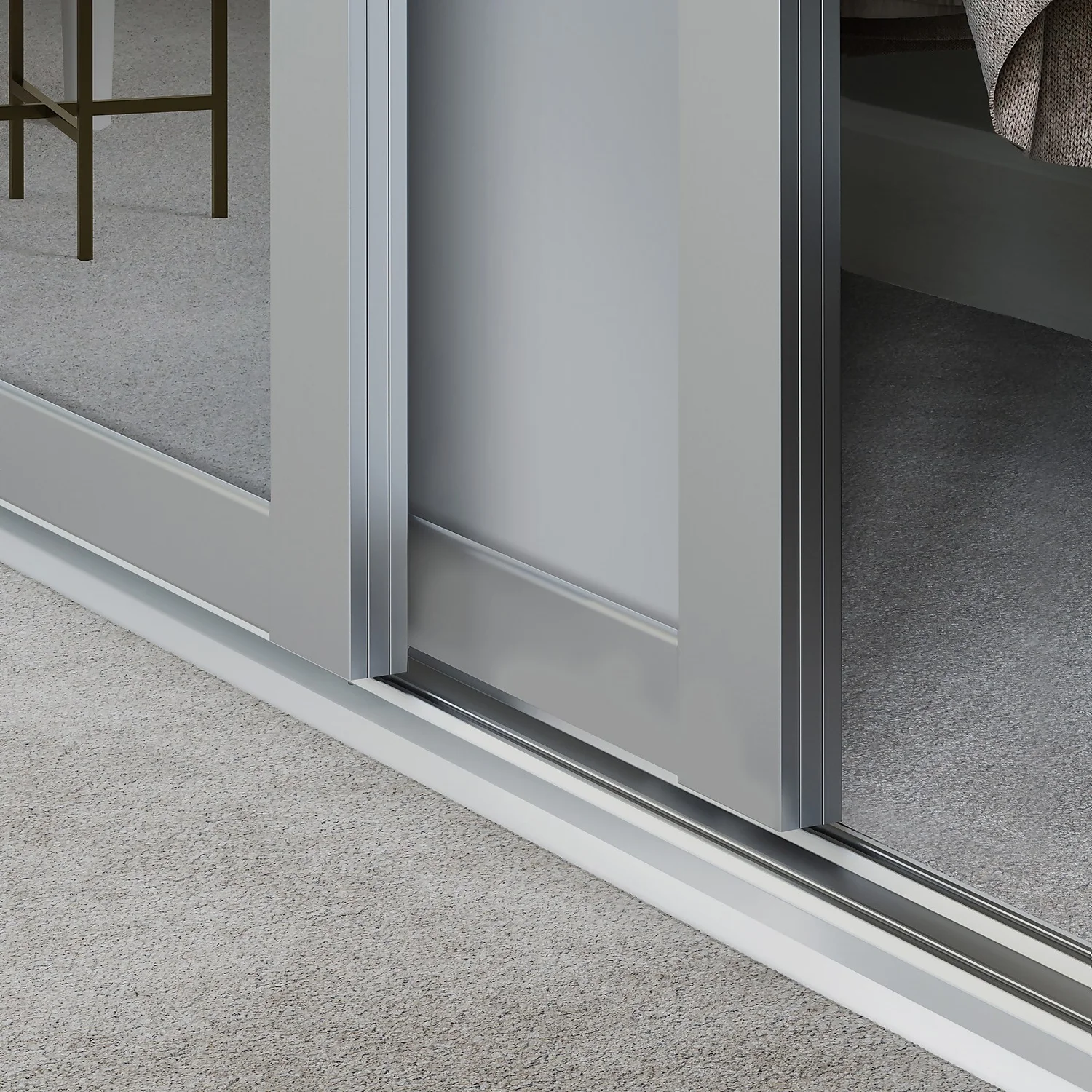 Shaker 3 Door Sliding Wardrobe Kit Dove Grey Panel / Mirror With Dove Grey Frame (W)2136 X (H)2260mm 5 Shaker 3 Door Sliding Wardrobe Kit Dove Grey Panel / Mirror With Dove Grey Frame (W)2136 X (H)2260mm - Image 3