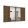 Shaker 4 Door Sliding Wardrobe Kit Walnut Panel / Mirror With Walnut Frame (W)3506 X (H)2260mm -Furniture Haven Shop 14817133 1635059985982648